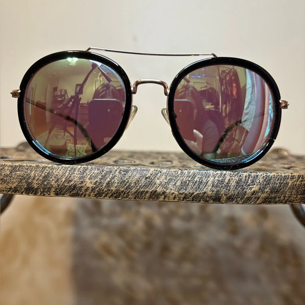 Betsy Johnson Black and Gold Sunglasses